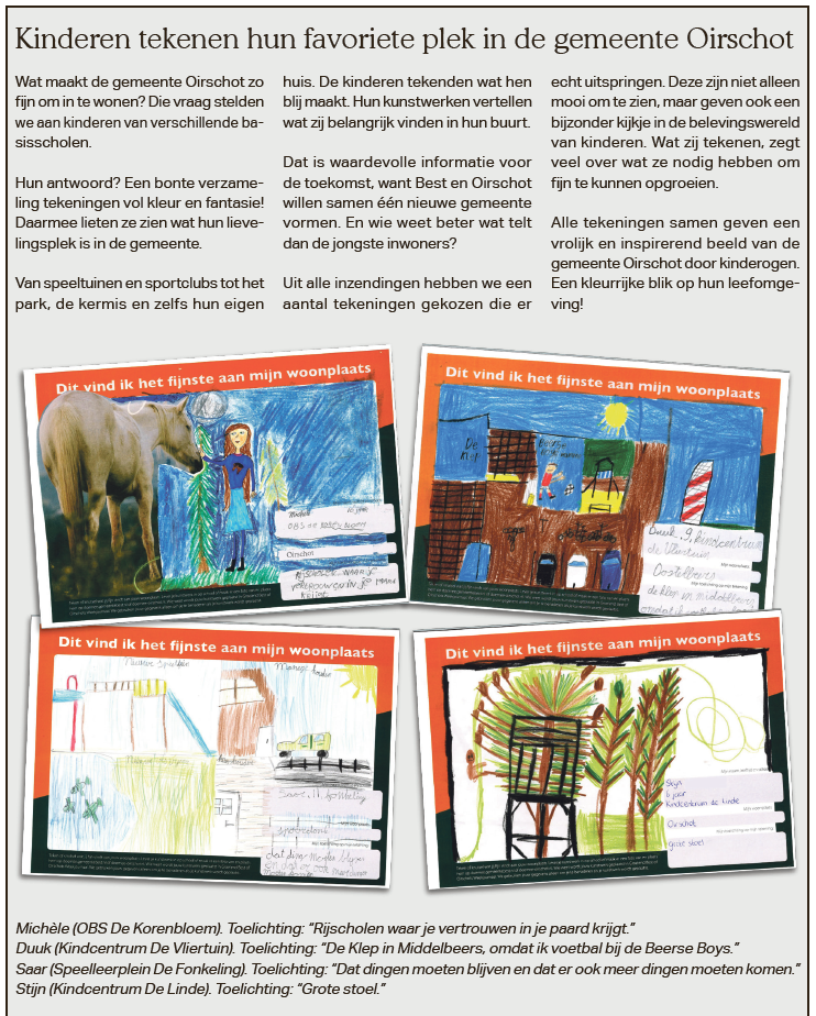 Gekozen tekeningen van basisscholen in het Oirschots Weekjournaal.